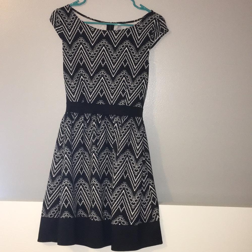 Black and white chevron dress